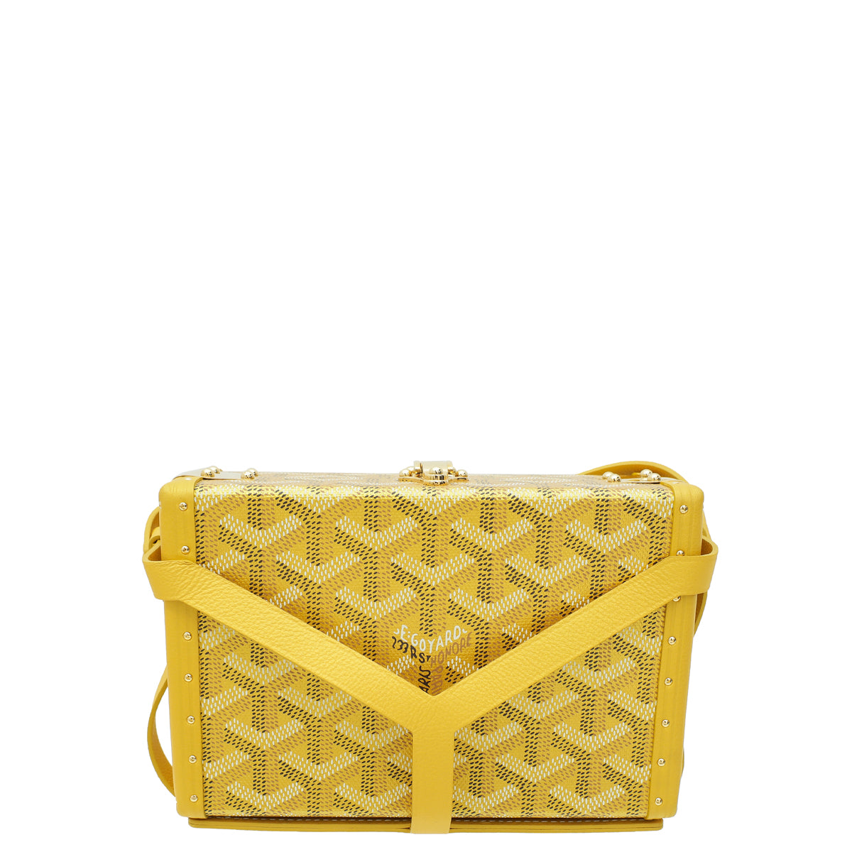 Goyard Metallic Yellow Gold Goyardine Minaudiere Trunk Bag