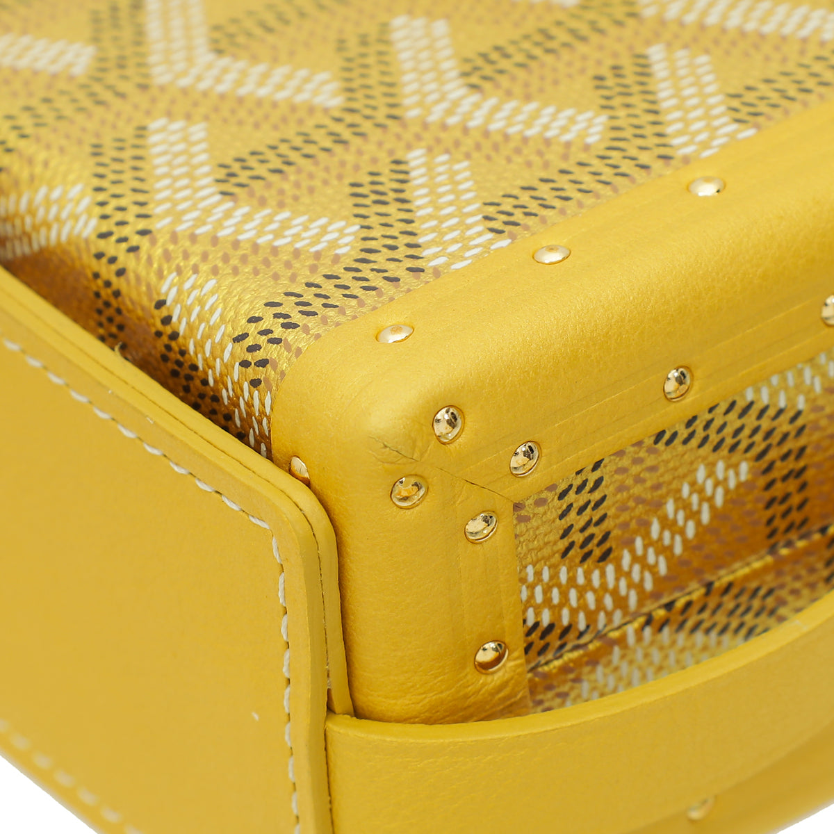 Goyard Metallic Yellow Gold Goyardine Minaudiere Trunk Bag