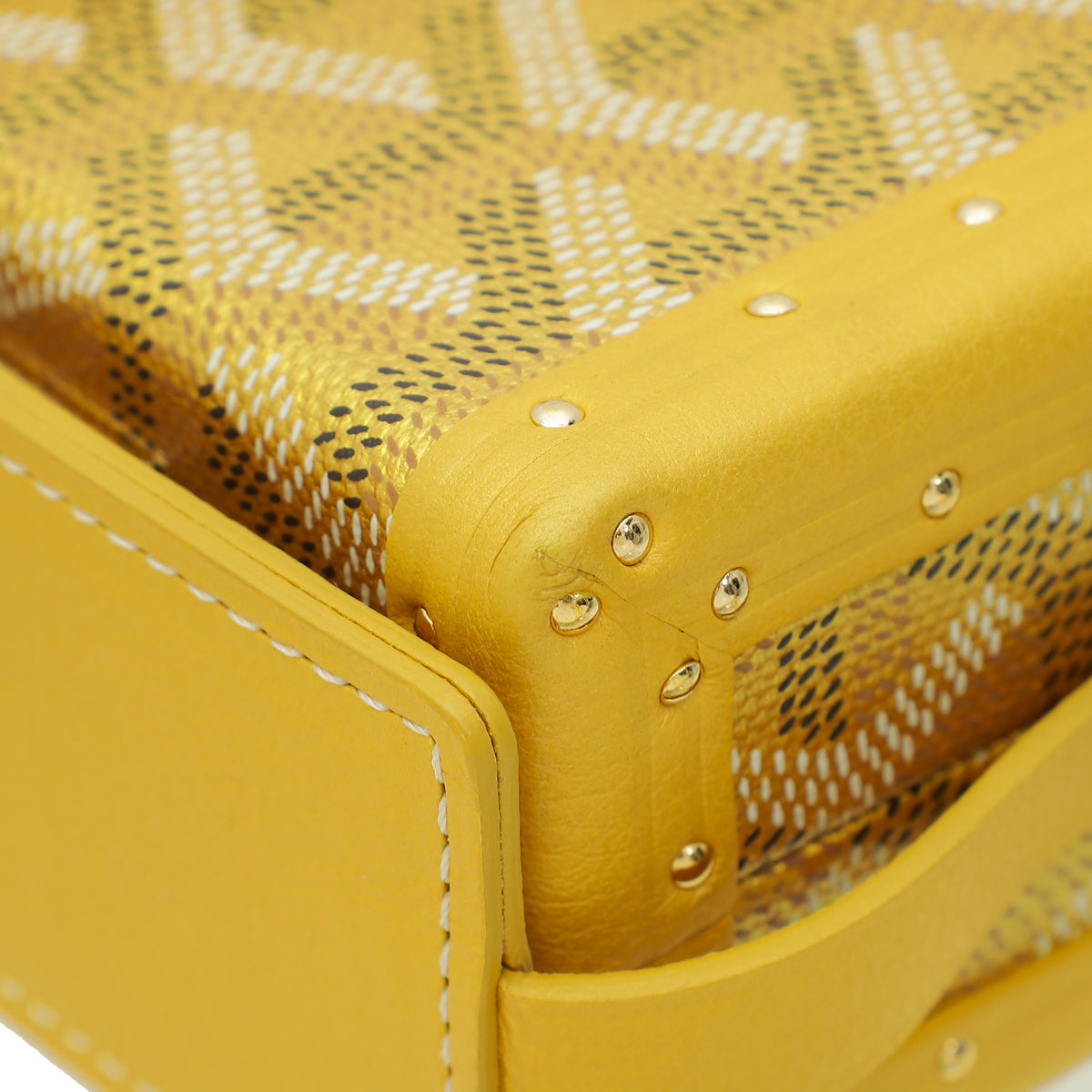 Goyard Metallic Yellow Gold Goyardine Minaudiere Trunk Bag