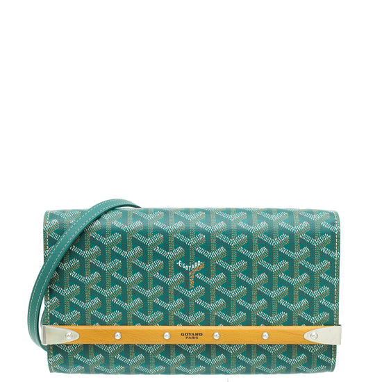 Goyard Green Goyardine Monte-Carlo PM Clutch W/ Strap