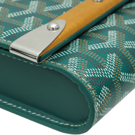 Goyard Green Goyardine Monte-Carlo PM Clutch W/ Strap