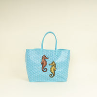 Goyard Turquoise Limited Edition Embroidered Seahorse Anjou PM Bag
