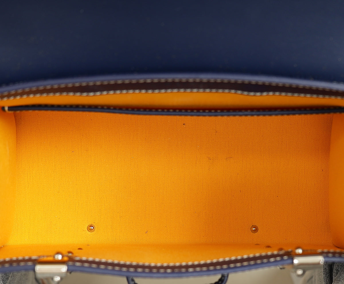 Goyard Navy Blue Goyardine Saigon Structure Mini Bag