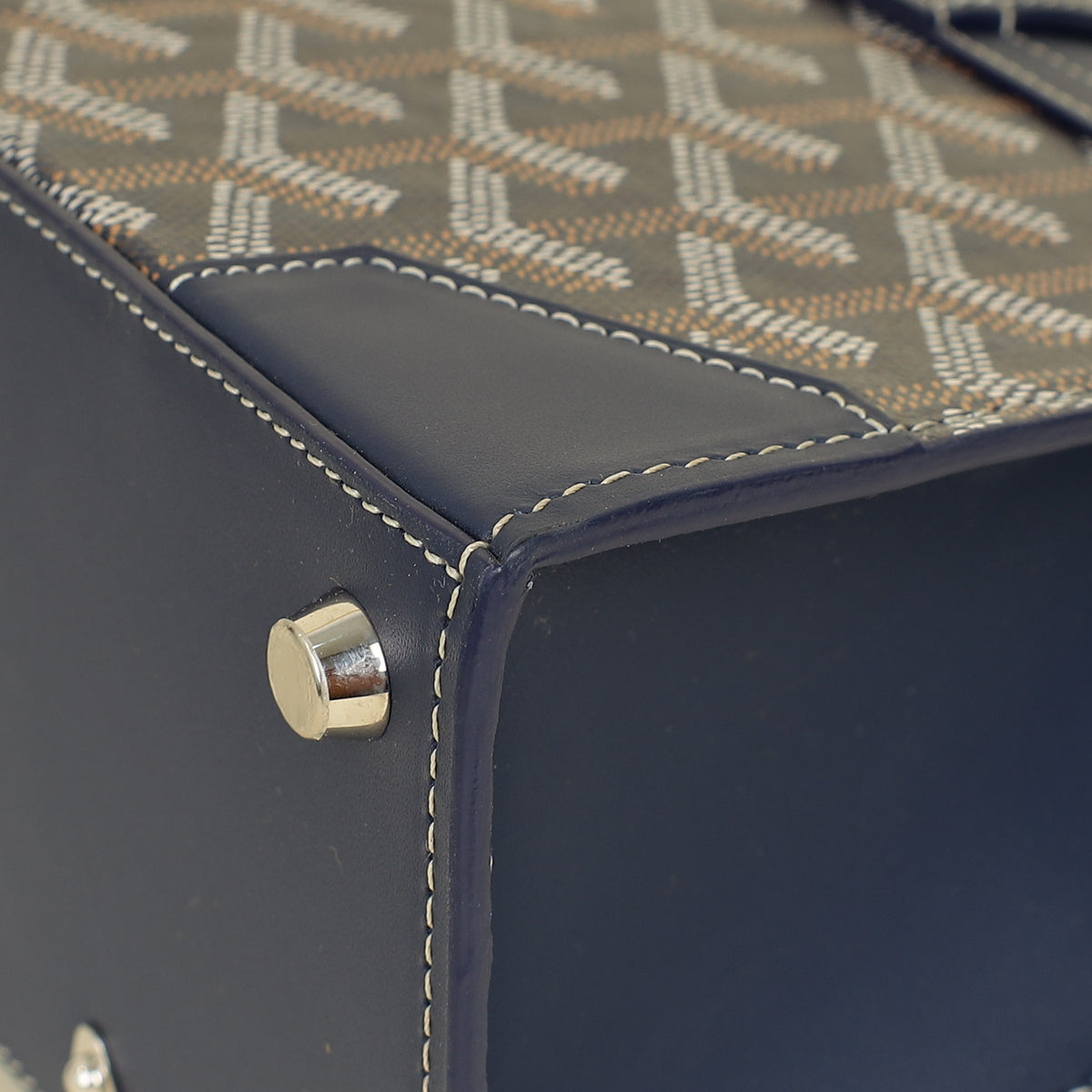 Goyard Navy Blue Goyardine Saigon Structure Mini Bag