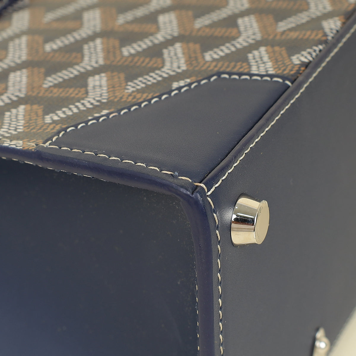 Goyard Navy Blue Goyardine Saigon Structure Mini Bag