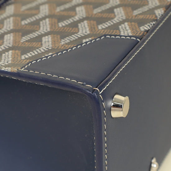Goyard Navy Blue Goyardine Saigon Structure Mini Bag
