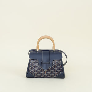 Goyard Navy Blue Goyardine Saigon Mini Souple Bag