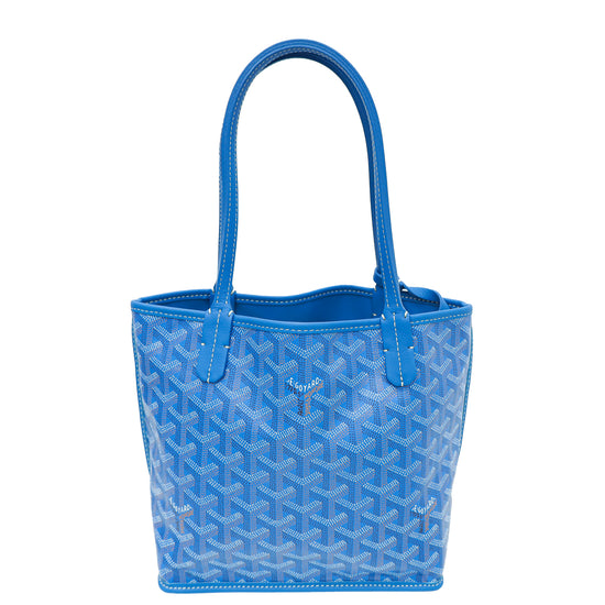 Goyard Blue Goyardine Reversible Anjou Mini Bag