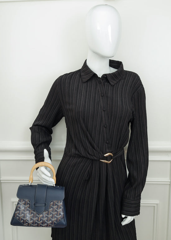 Blue Goyard Outfit Goyard Navy Blue Goyardine Saigon Souple Mini Bag