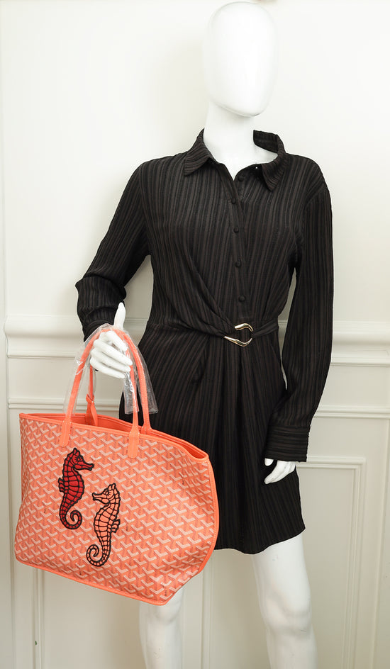 Goyardine Coral Ltd. Ed. Reversible Embroidered Seahorse Anjou PM Bag-Goyard-THE CLOSET