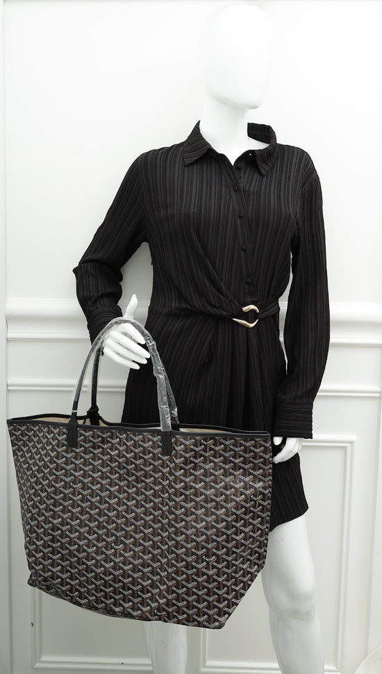 Load image into Gallery viewer, Goyard Black Goyardine Saint Louis GM Bag
