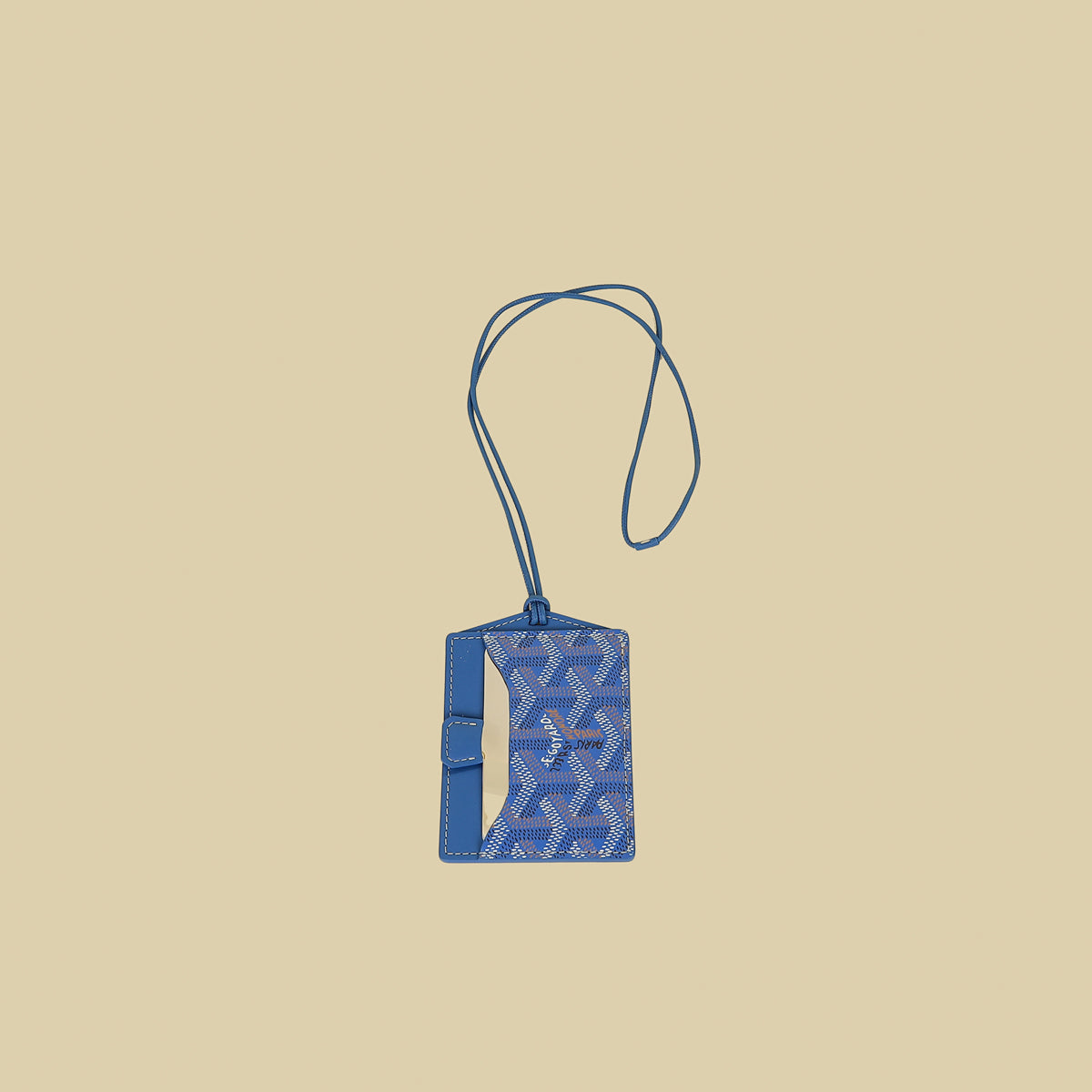 Goyard Blue Goyardine Venus Bag Mirror W/ Leather Cord-Goyard-THE CLOSET