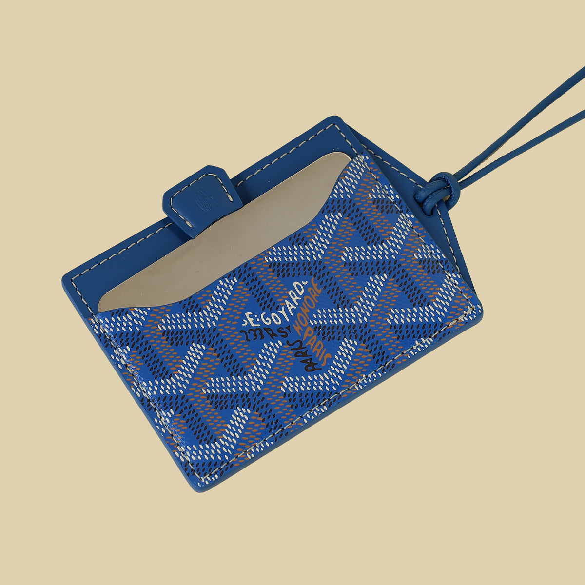 Goyard Blue Goyardine Venus Bag Mirror W/ Leather Cord-Goyard-THE CLOSET