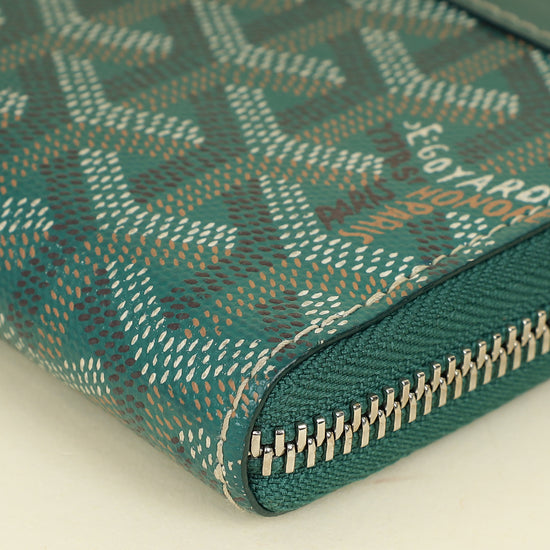 Goyard Green Goyardine Matignon Zippy GM Wallet