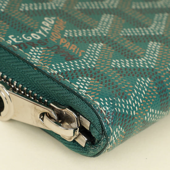 Goyard Green Goyardine Matignon Zippy GM Wallet