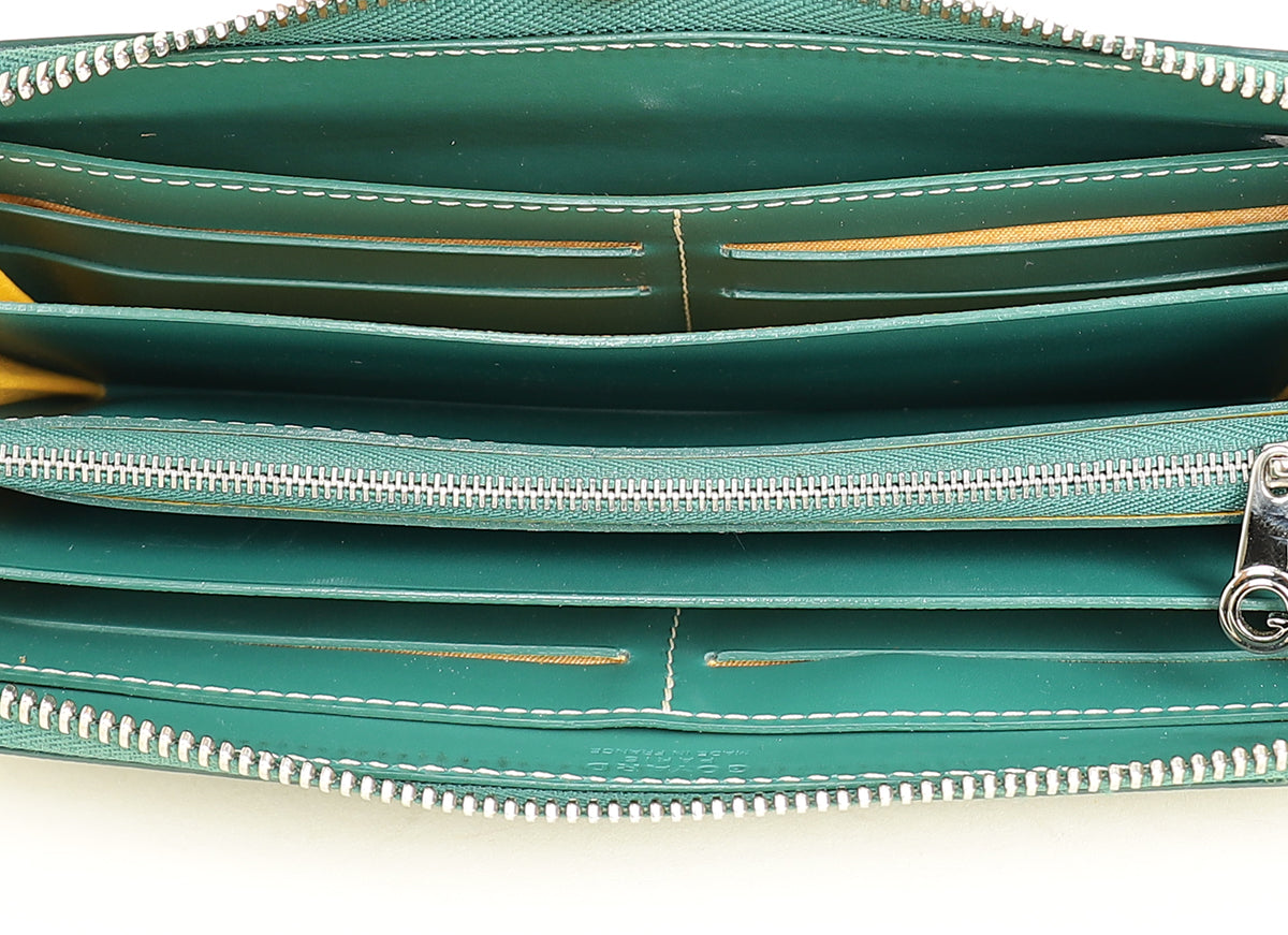 Goyard Green Goyardine Matignon Zippy GM Wallet