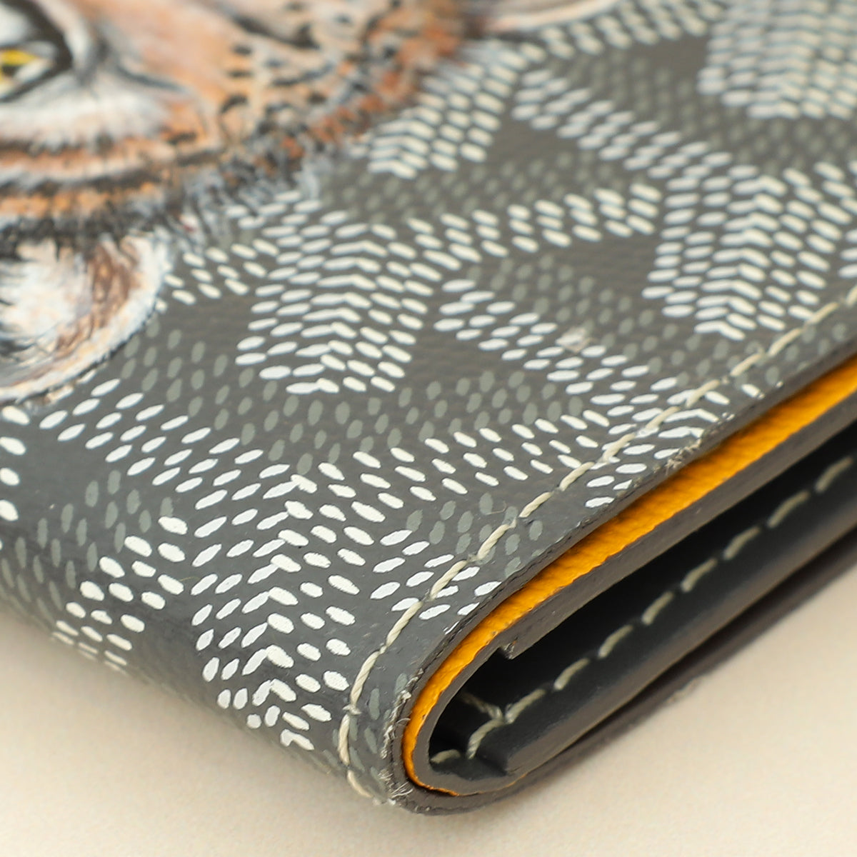 Goyard Gray Goyardine Saint Pierre Card Holder W/ Leopard Paint-Goyard-THE CLOSET