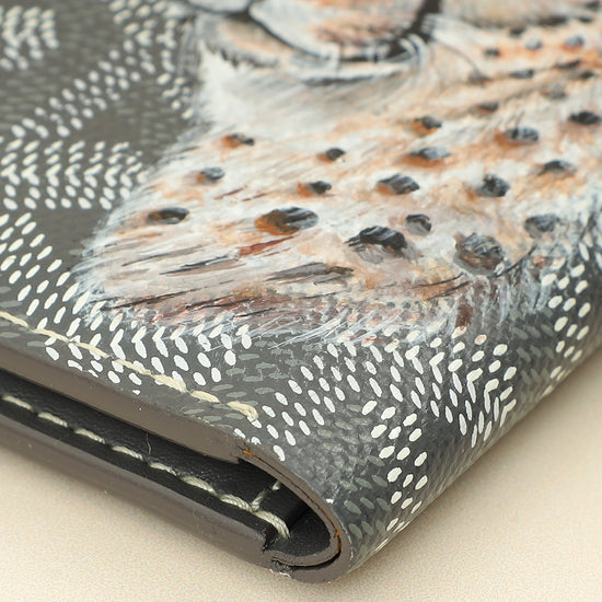 Goyard Gray Goyardine Saint Pierre Card Holder W/ Leopard Paint-Goyard-THE CLOSET