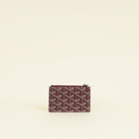 Goyard Burgundy Goyardine Bourbon Zipped Card Holder