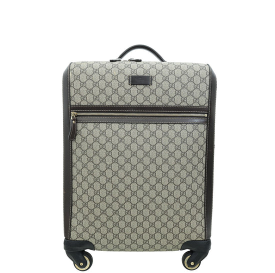 Gucci Bicolor GG Supreme Selleria 4-Wheeled Carry On Suitcase