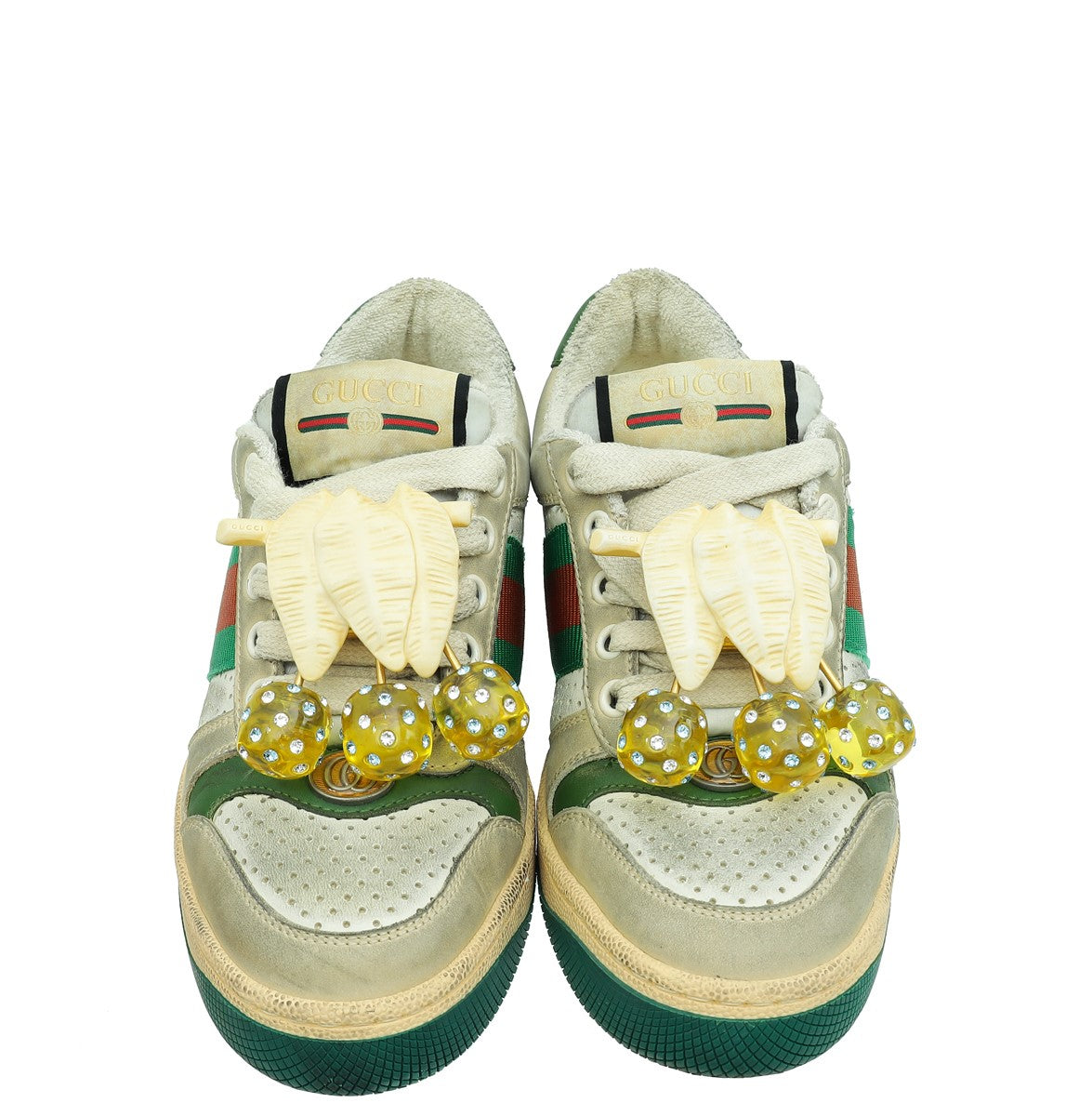 Gucci Dusty White Cherries Screener Sneakers 34