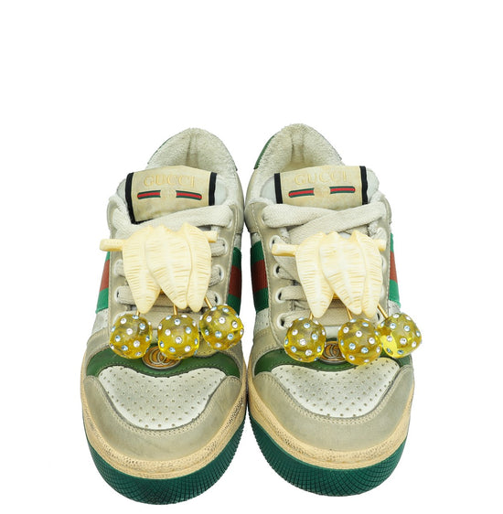 Gucci Dusty White Cherries Screener Sneakers 34