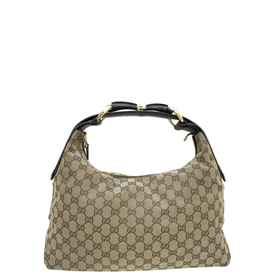 Gucci Ebony GG Horsebit Hobo Bag