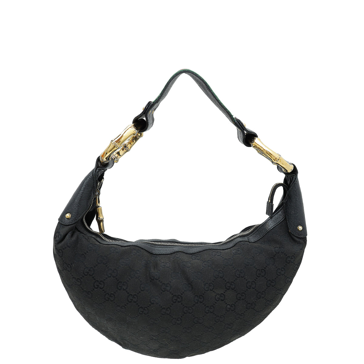 Gucci Black GG Bamboo Ring Hobo Bag-Gucci-THE CLOSET