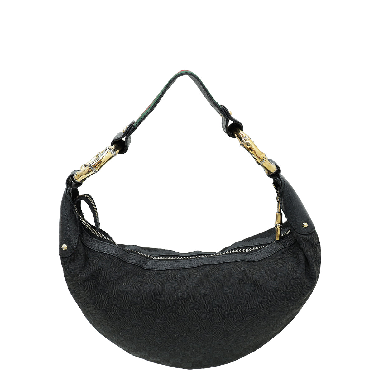 Gucci Black GG Bamboo Ring Hobo Bag-Gucci-THE CLOSET