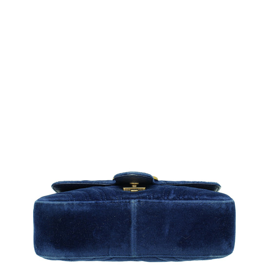 Gucci Blue Velvet GG Marmont Mini Bag