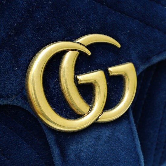 Gucci Blue Velvet GG Marmont Mini Bag