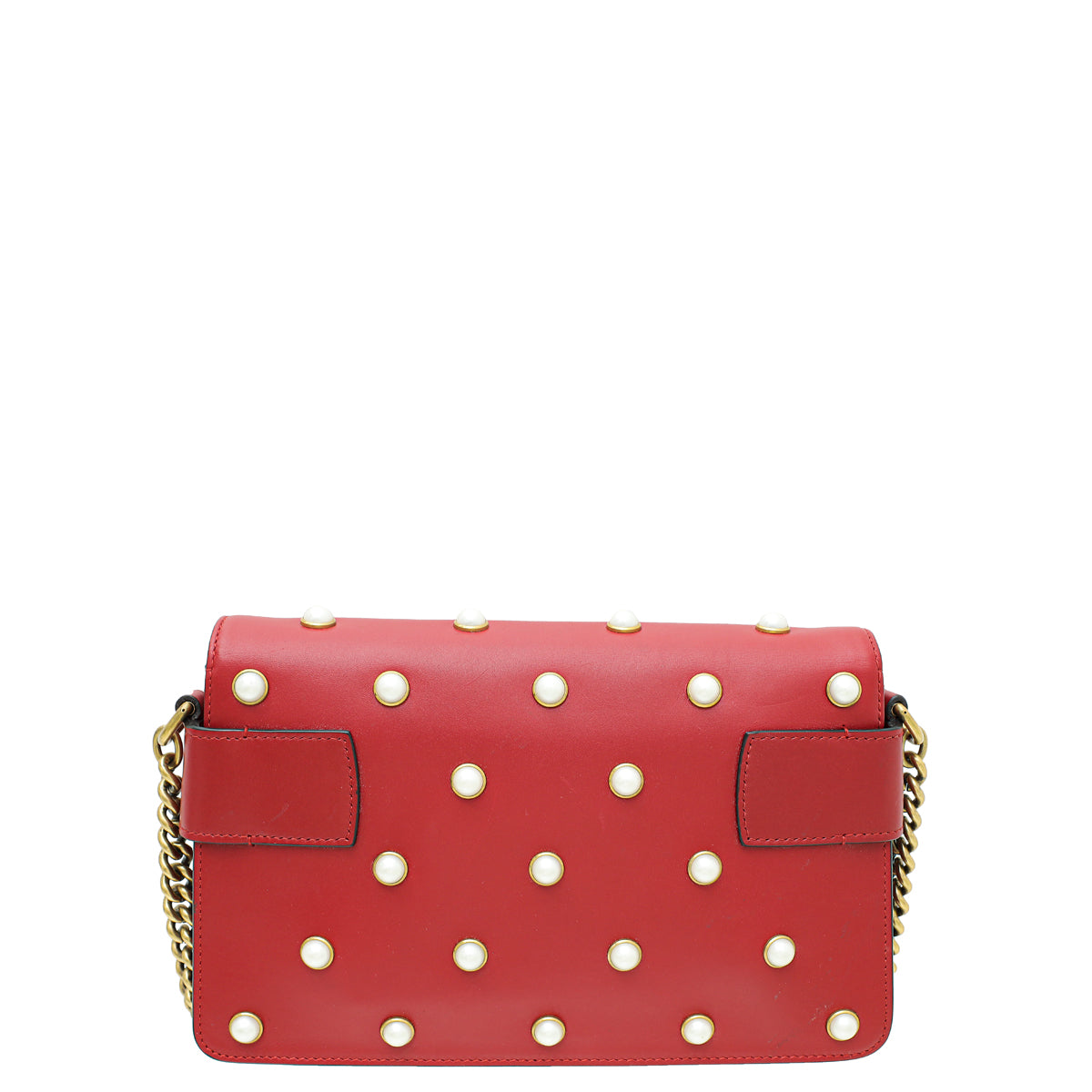 Gucci Red Pearl Studded Mini Queen Margaret Broadway Shoulder Bag-Gucci-THE CLOSET