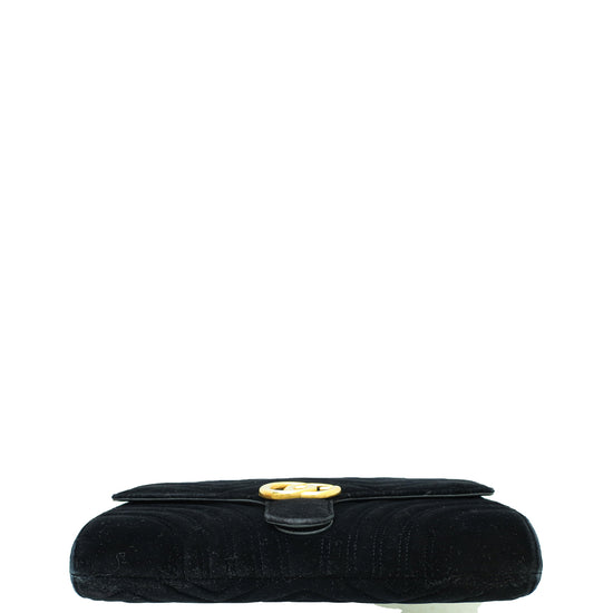 Gucci Black Velvet GG Marmont Clutch