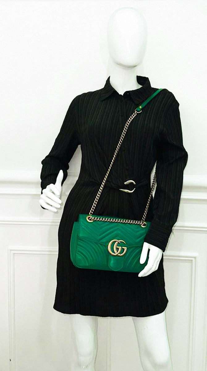 Gucci Green GG Marmont Small Shoulder Bag