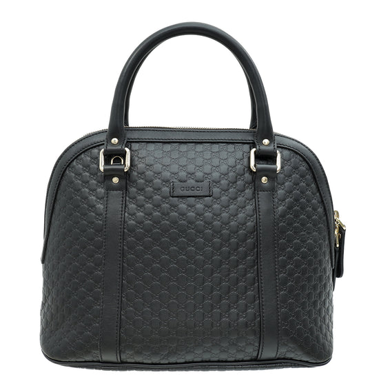 Gucci Black GG Microguccissima Dome Satchel Medium Bag