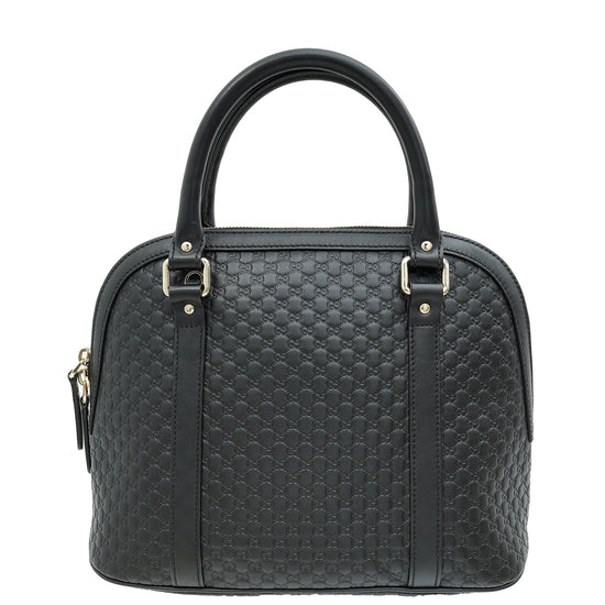 Gucci Black GG Microguccissima Dome Satchel Medium Bag