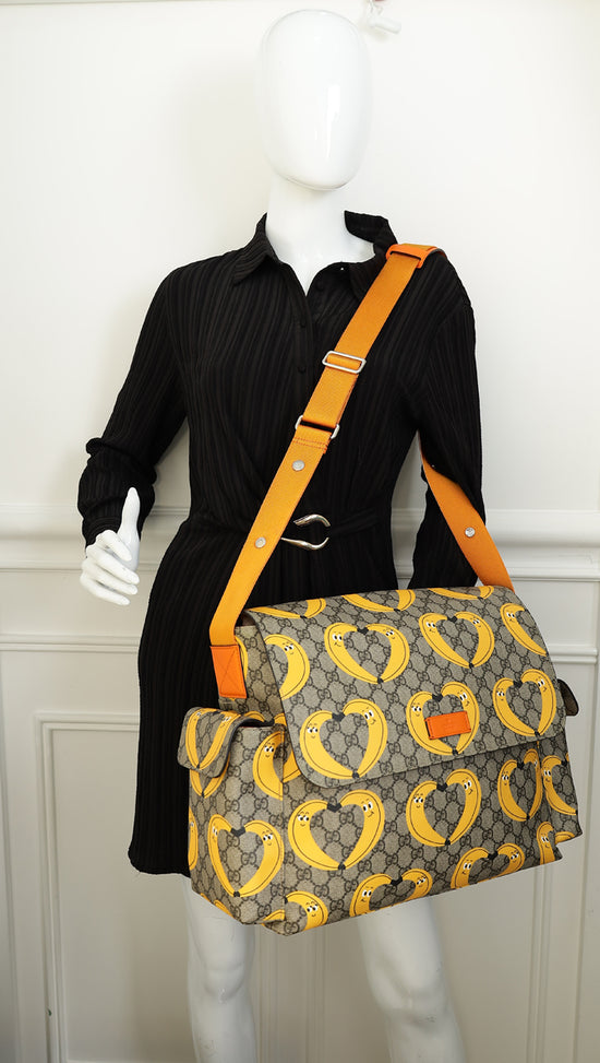 Gucci Ebony Multicolor x Nina Dzyvulska GG Supreme Banana Print Diaper Bag