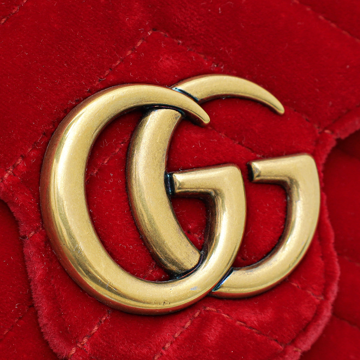 Gucci Red Velvet GG Marmont Mini Shoulder Bag