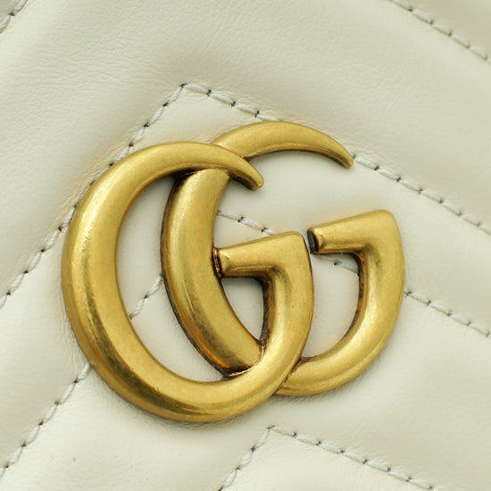 Gucci White GG Marmont Mini Bucket Bag