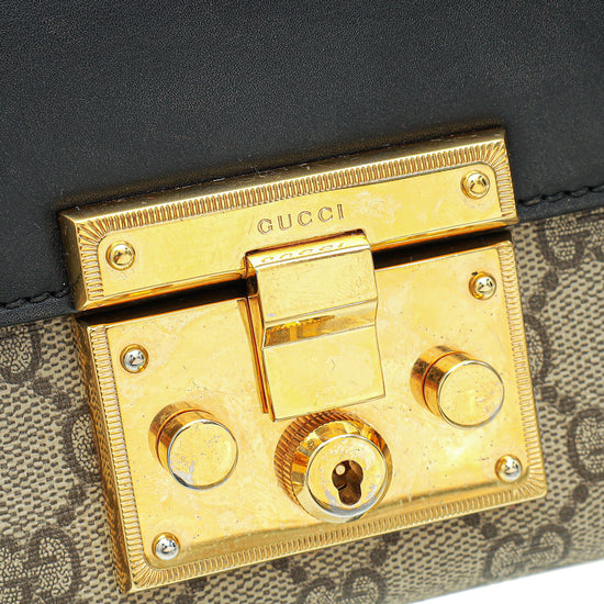 Gucci Tricolor GG Supreme Padlock Small Shoulder Bag