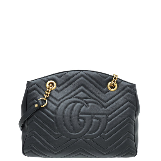Gucci Black GG Marmont Open Tote Medium Bag