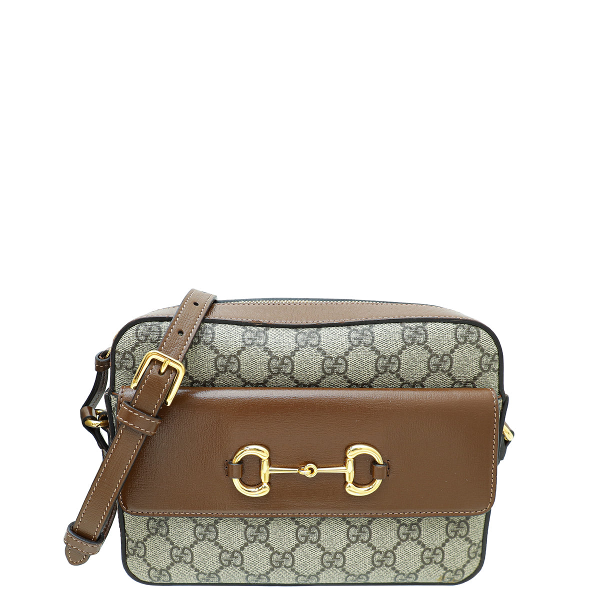 Gucci Bicolor GG Supreme Horsebit 1955 Small Shoulder Bag-Gucci-THE CLOSET