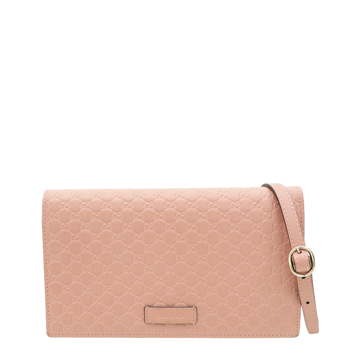 Gucci Dusty Pink GG Micro Guccissima Strap Wallet