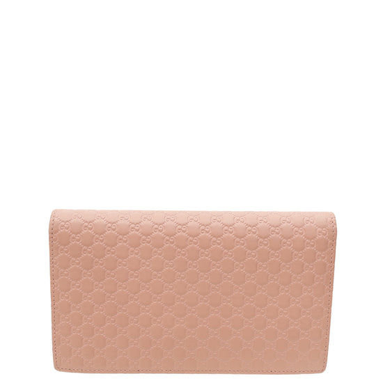 Gucci Dusty Pink GG Micro Guccissima Strap Wallet