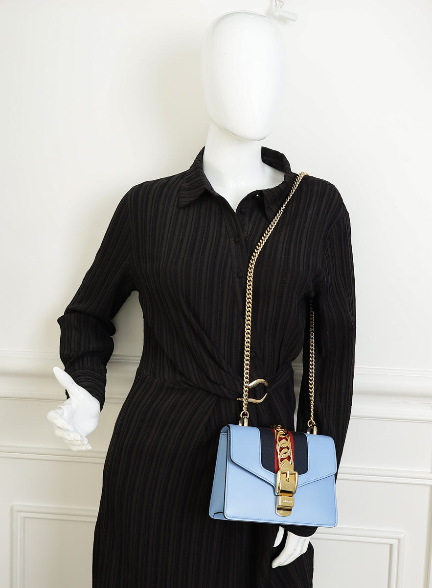 Gucci Light Blue Sylvie Mini Shoulder Bag