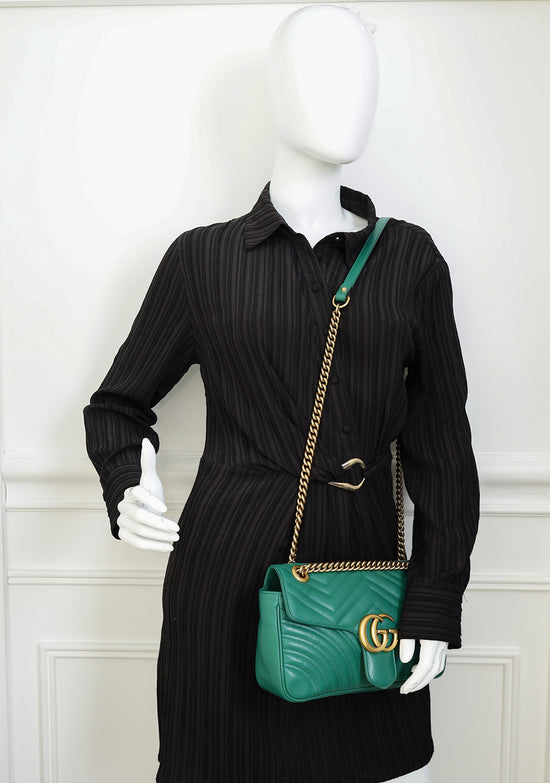 Gucci Green GG Marmont Medium Shoulder Bag
