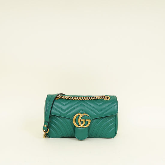 Gucci Green GG Marmont Medium Shoulder Bag
