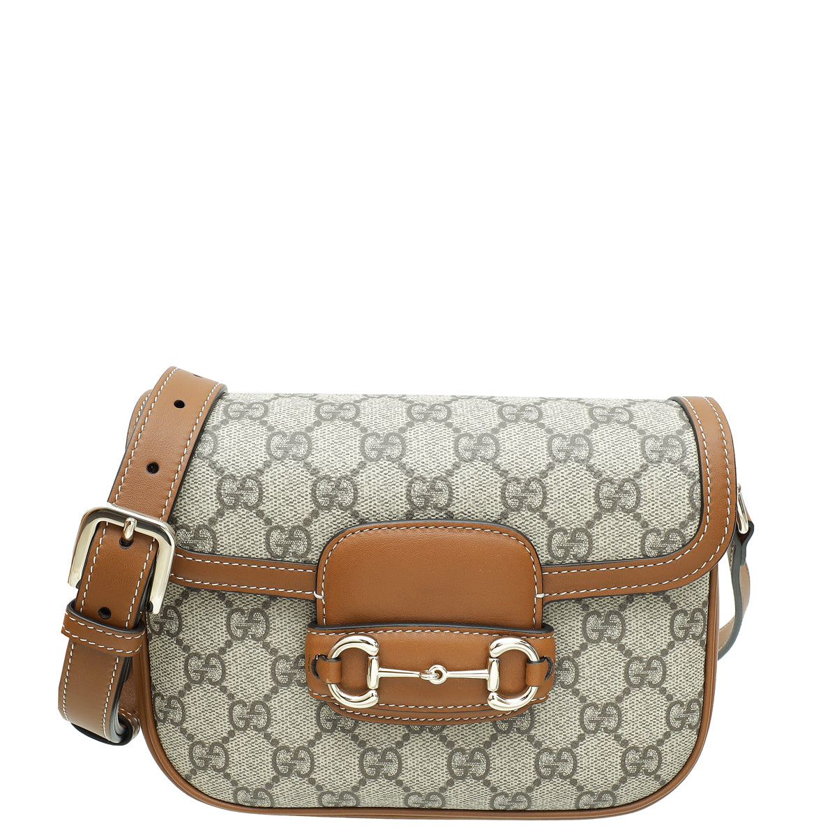 Gucci Bicolor GG Supreme Horsebit 1955 Flap Mini Bag-Gucci-THE CLOSET