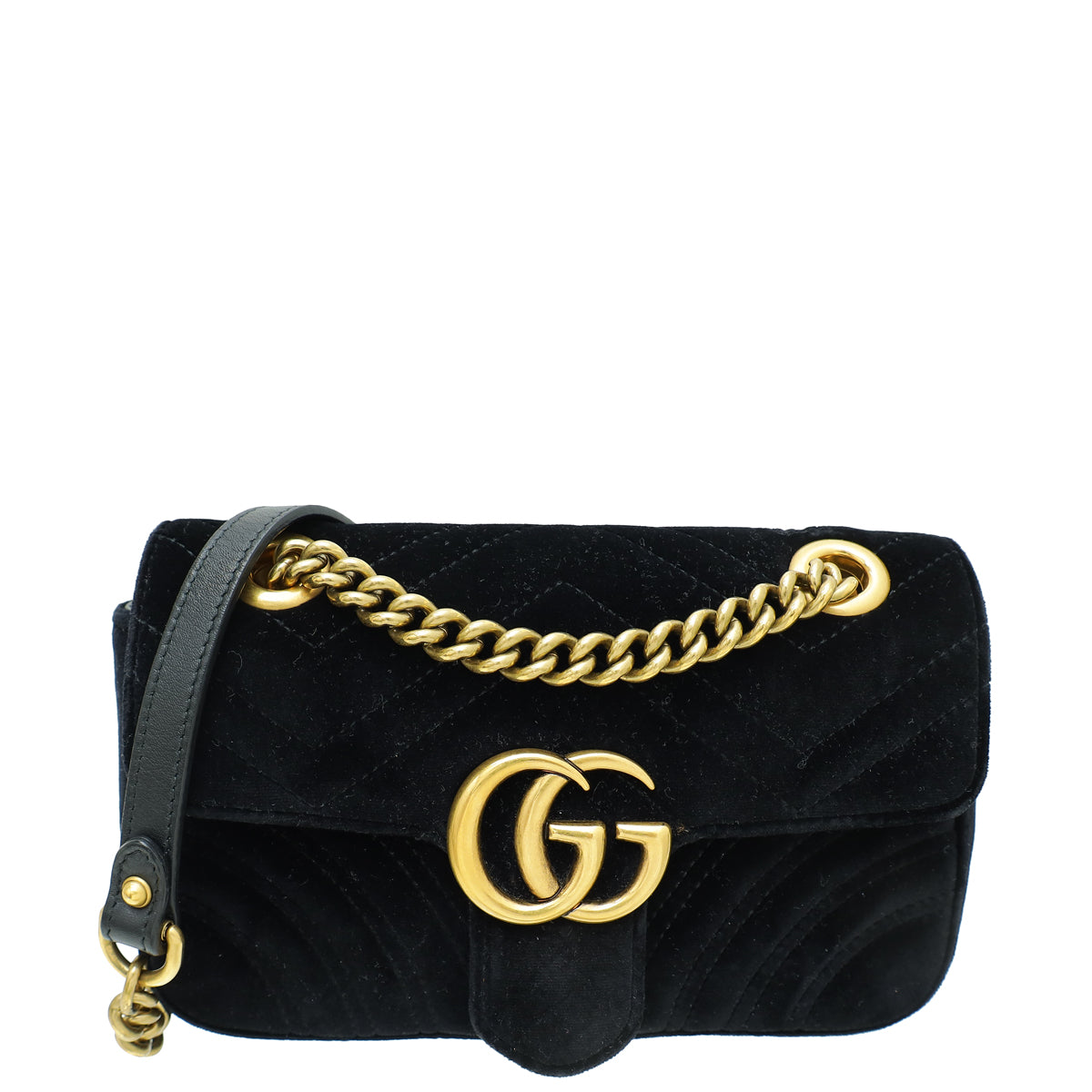 Gucci Black GG Marmont Velvet Mini Shoulder Bag