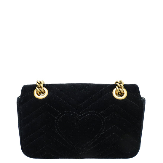 Gucci Black GG Marmont Velvet Mini Shoulder Bag